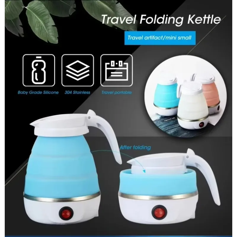 600ML Travel Household Folding Kettle Silicone304 Stainless Steel Portable Kettle 110V/220V Kitchen Appliances Water Kettle