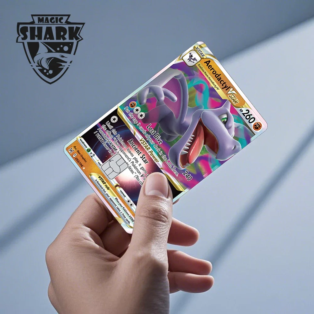 Cool Vmax Arceus Charizard Luxray Machamp Lucario Kyurem PVC No Fade Sticker Film Skin for Small Large No Chip Credit Debit Card view 6
