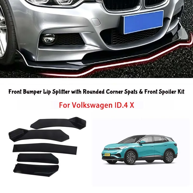 5-Segment Adjustable Front Bumper Lip Splitter Body Kit For Volkswage ID.4 X body kits
