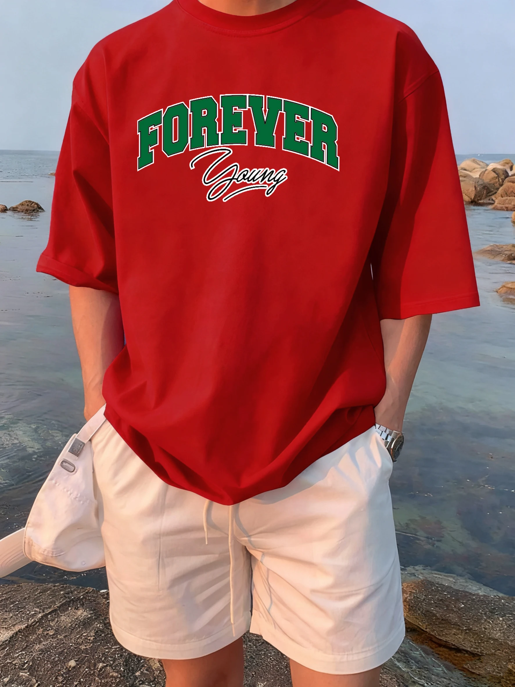 إلى الأبد الشباب رسالة الإبداعية نمط للجنسين تي شيرت القطن عادية تي شيرت الصيف الشارع بلايز لينة تنفس قصيرة الأكمام رجالي