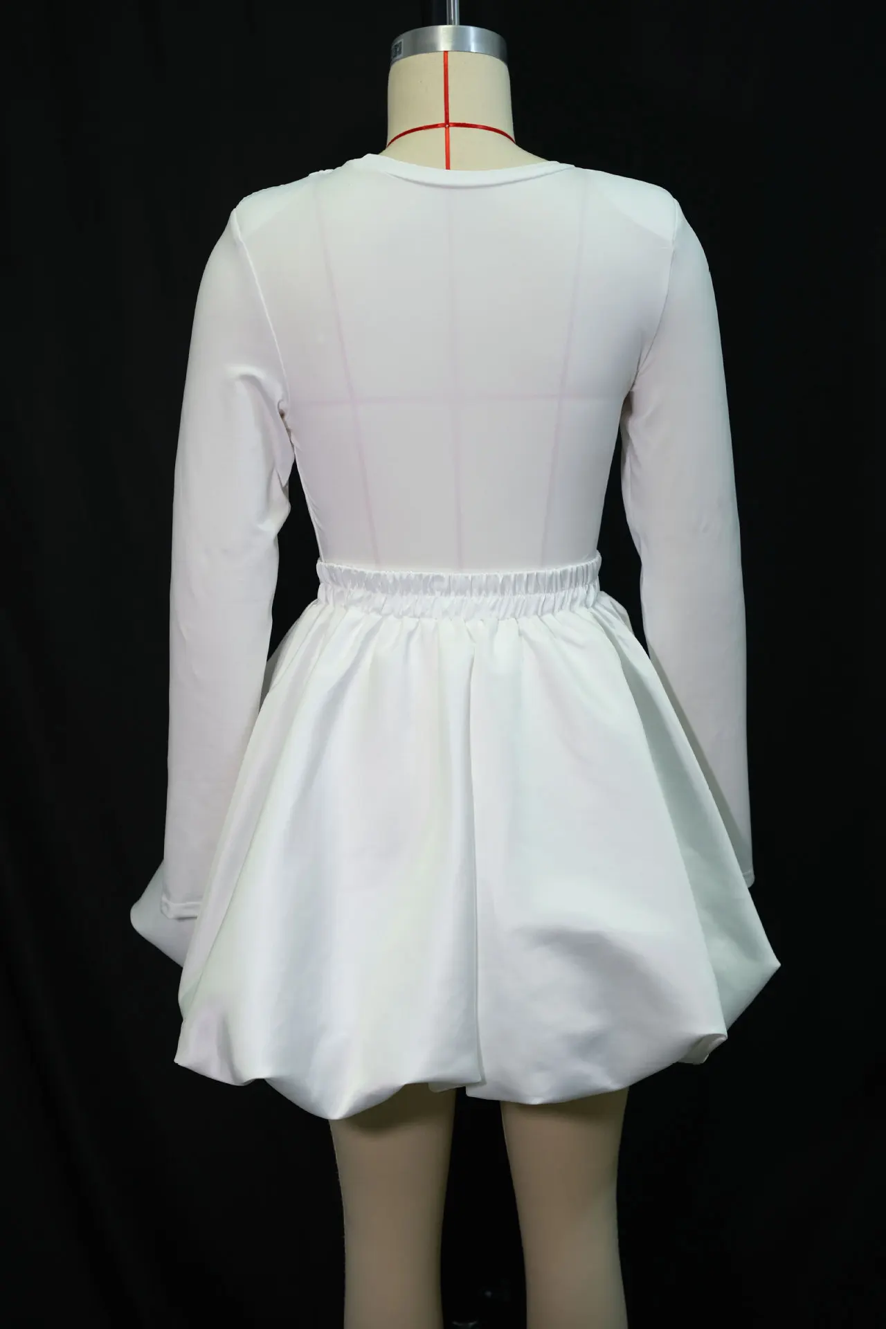 패션 루치드 여성 드레스 세트 긴 소매 탑과 버드 미니 스커트 슈트 2026 봄 휴가 투피스 세트 의상