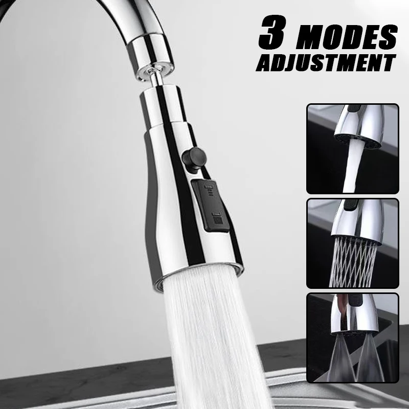 Kitchen faucet extender three-position adjustment strong scraping wash 360 ° rotating frother home kitchen shower