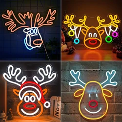 Weihnachten Hirsch Neon Dekoration Geweih Neon Zeichen für Wand Dekor Led Licht Zeichen Raum Dekoration mit Dimmer für Home Shop Party