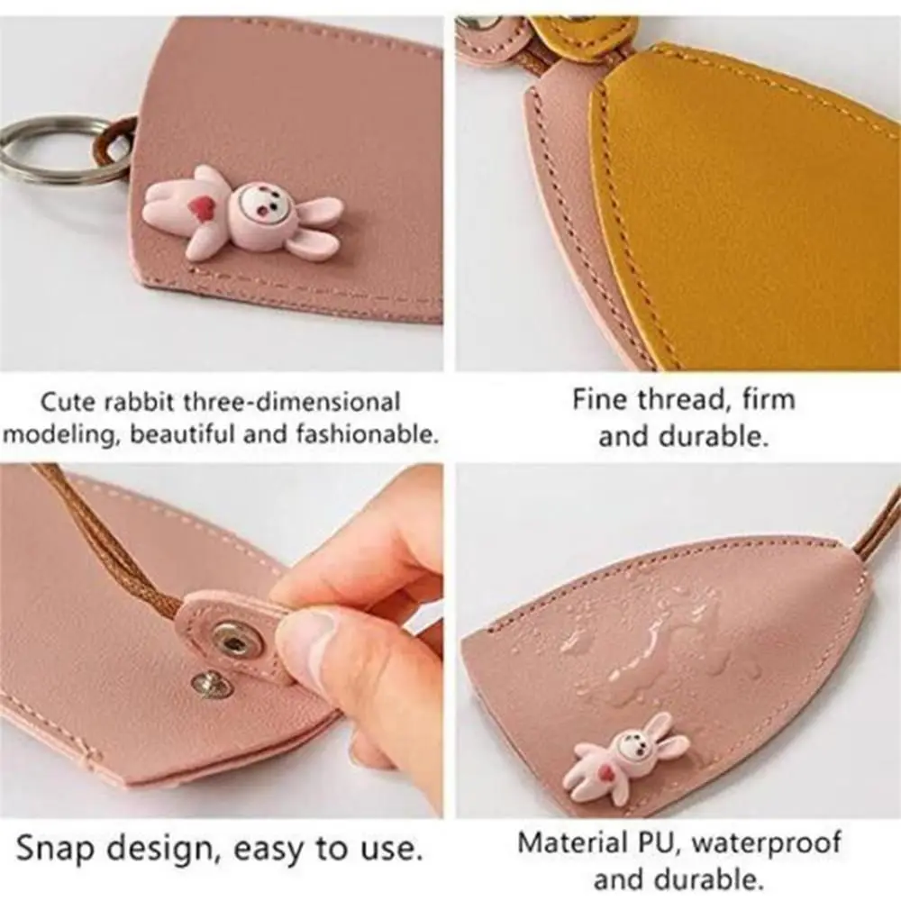 Gift for Women Men Black Color Not Easy Slip Yellow Color Large Capacity PU Leather Pull Out Car Key Case Pull Out Key Sleeve