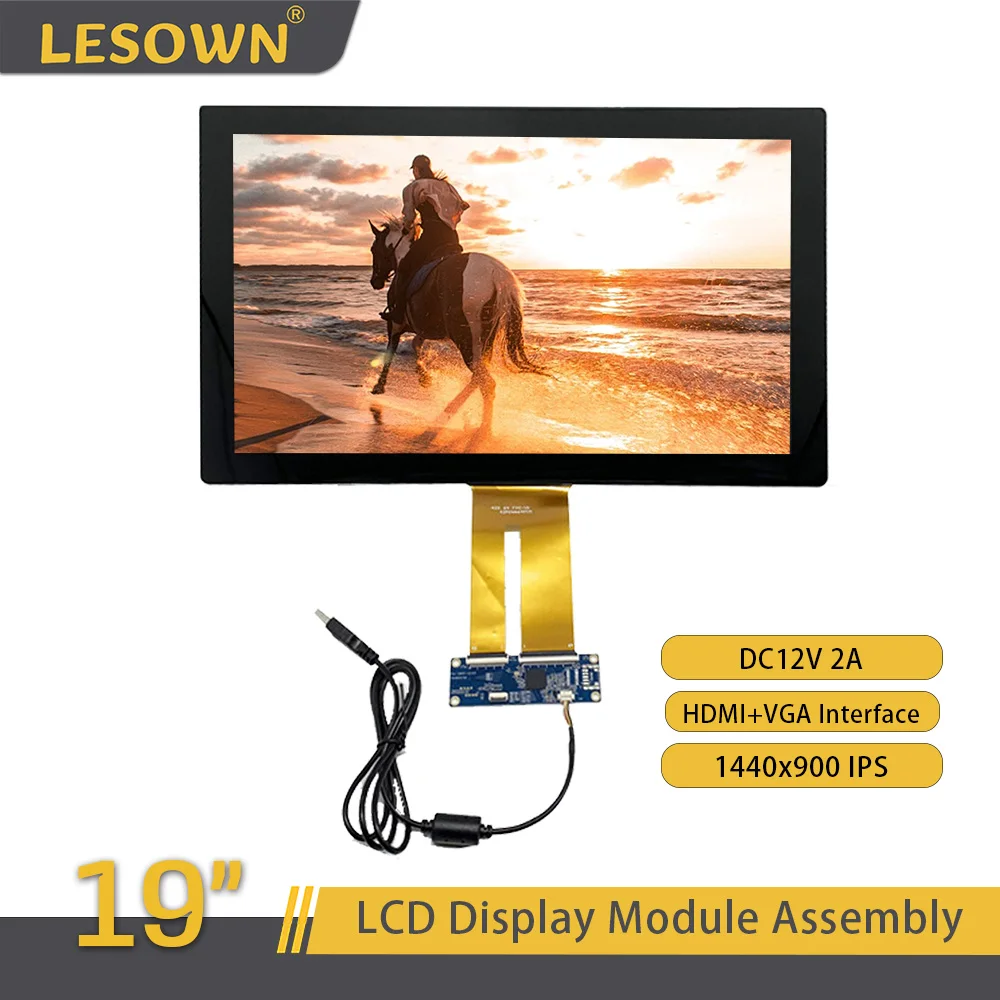 LESOWN USB Touch Display 19 inch IPS 1440x900 LCD Screen Display HDMI Interface Module for Computer Intelligent Central Control