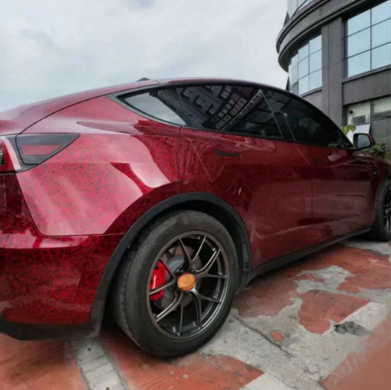 High Glossy Red Forged Carbon Vinyl Wrap Roll Adhesive Decal Car Wrapping with Air Release Bubble Free