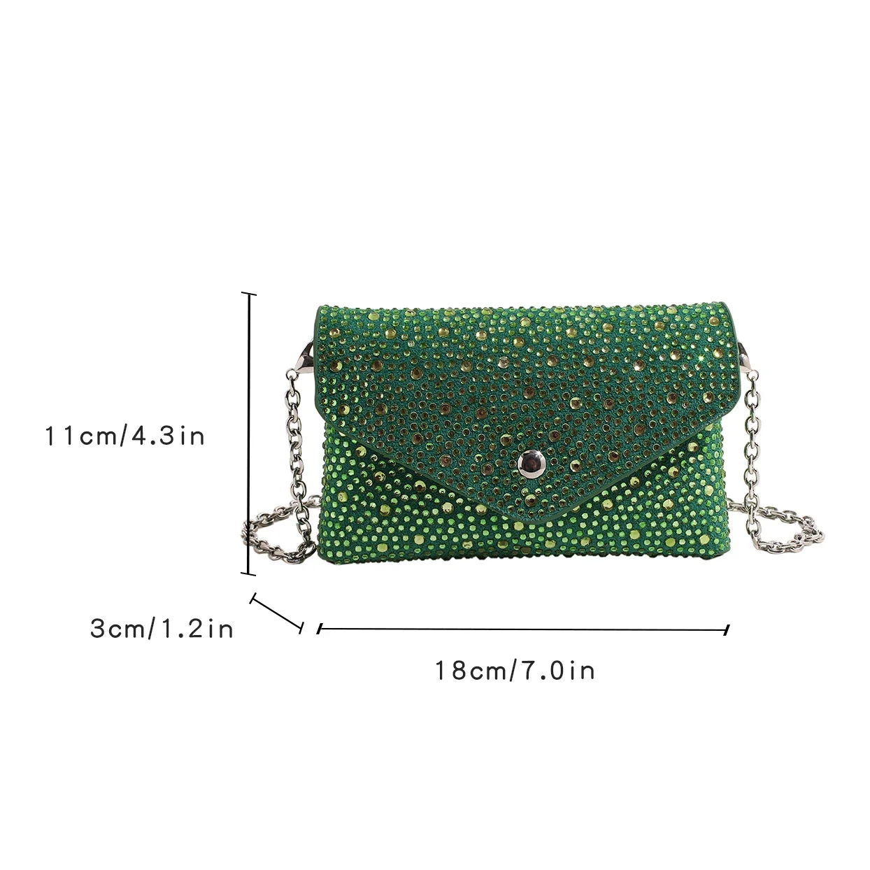 Bolso de noche brillante para mujer, Mini bolso cruzado para teléfono, bolso de hombro de gamuza con remaches, bolso de mano con cadena