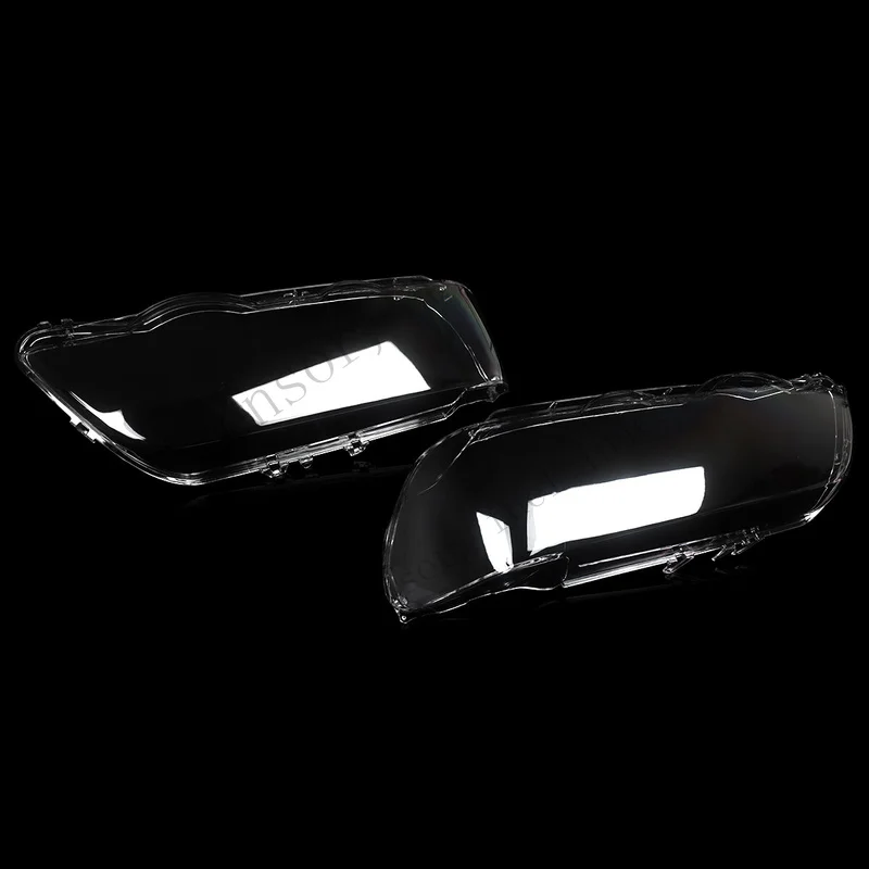 Q+ For BMW X5 E53 1999-2003 Left & Right Headlight Headlamp Lens Cover Shell Clear