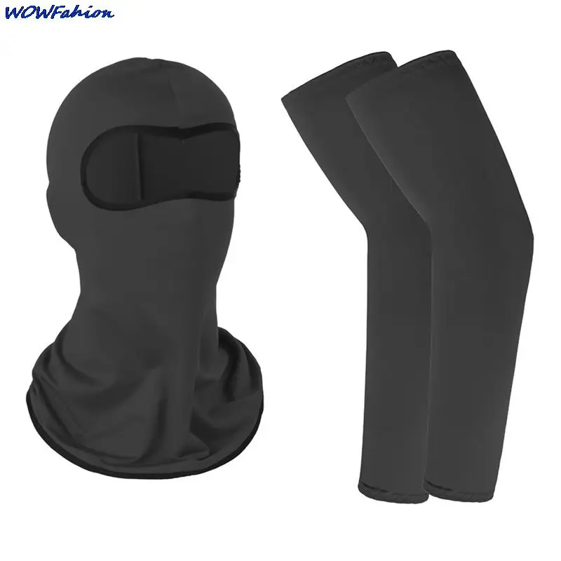 Dust Balaclava Mask with Sleeves Riding Single-Hole Headgear Hat Windproof Outdoor Riding Headgear Face Mask Arm Warmers Set