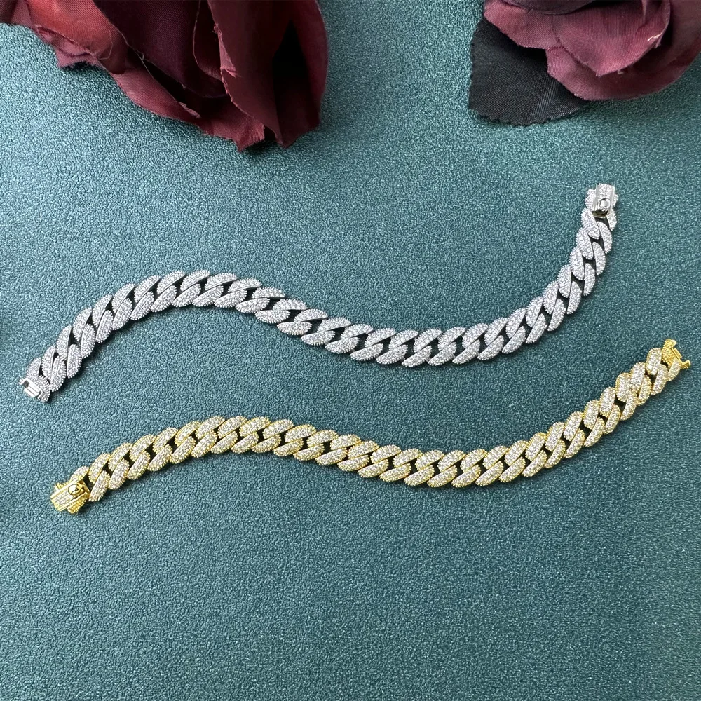 

Lycfn S925 Sterling Silver Zircon Diamonds Cuba Bracelets Necklace for Men Women Hiphop Rock Gifts Drop Link Chain Jewelry