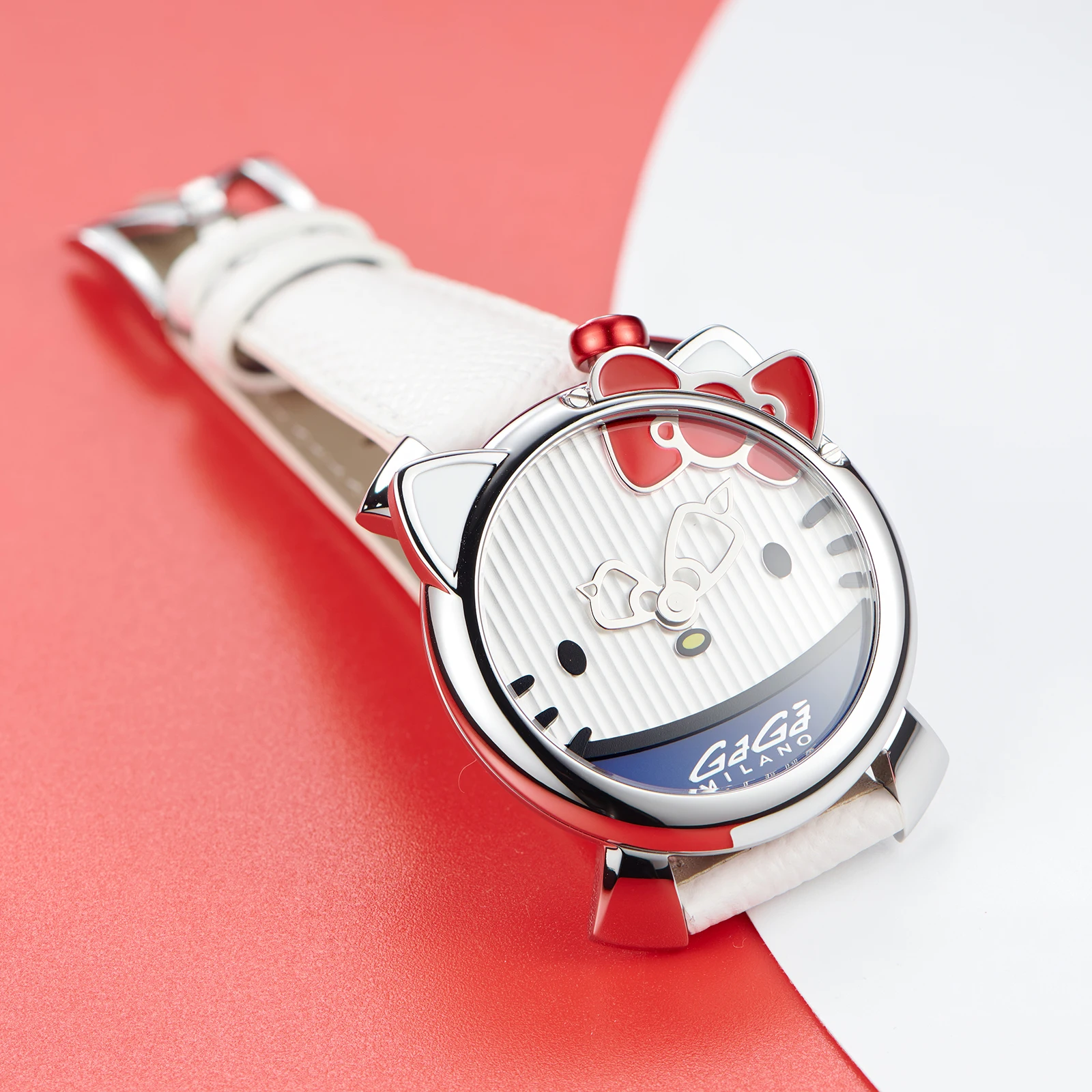 ساعة GaGa النسائية ذات الاتصال الهاتفي الأبيض والذهبي الوردي، ساعة أنيقة بحركة كوارتز سويسرية لطيفة