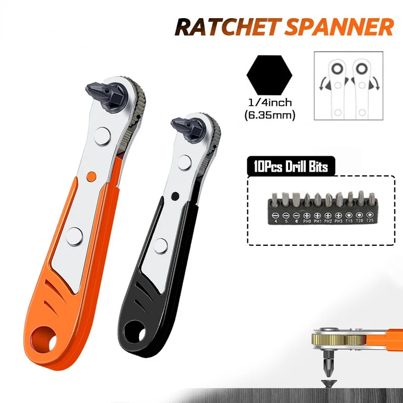 

1/4 Inch Mini Quick Release Socket Hex Ratchet Wrench Tool Home Handle Repair Wrench Screwdriver for Auto Repair