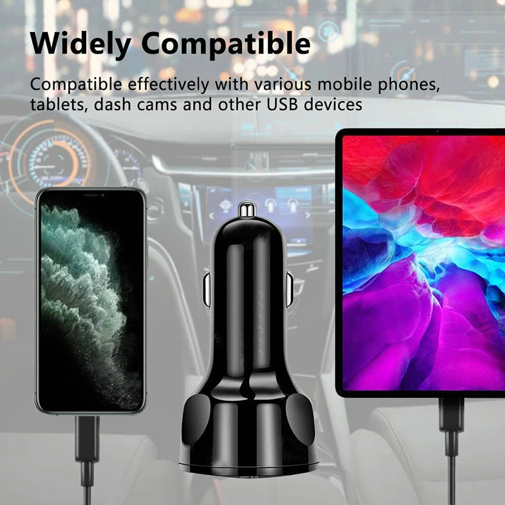 Fast Charging Car Charger Adapter  6 Ports USB  LED Display  Intelligent Shunt Output  PC Flame Retardant Shell