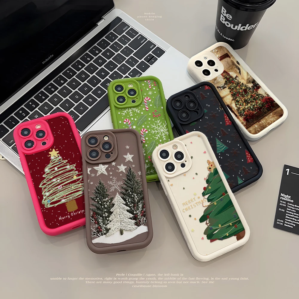 Christmas Tree Shockproof Phone Case For Samsung S26 Ultra A18 A08 A57 A56 A16 A17 A07 A37 A36 A55 A54 Matte Soft Cover Bumper
