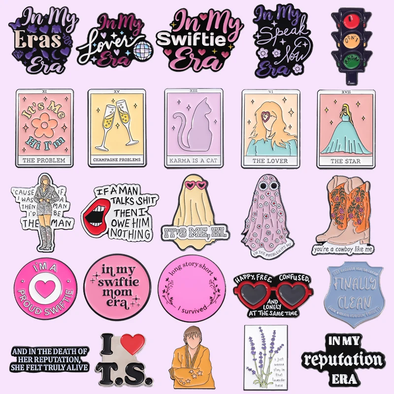 26 Type Famous Female Pop Singer Enamel Pins Cartoon Creative Album Lyric Brooches Lapel Badge Backpack Clothes Accessories Gift