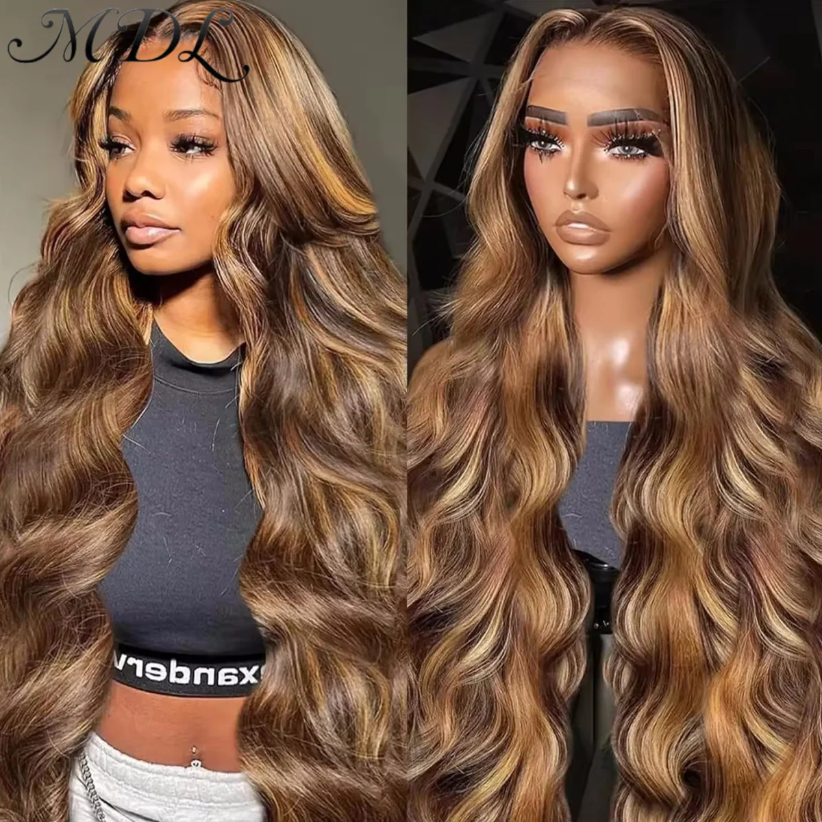 MDL 250 Density 100% Remy Human Hair 13x4 13x6 HD Lace Front Frontal Wig for Women Pre Pulcked Body Wave Ombre Highlight P427