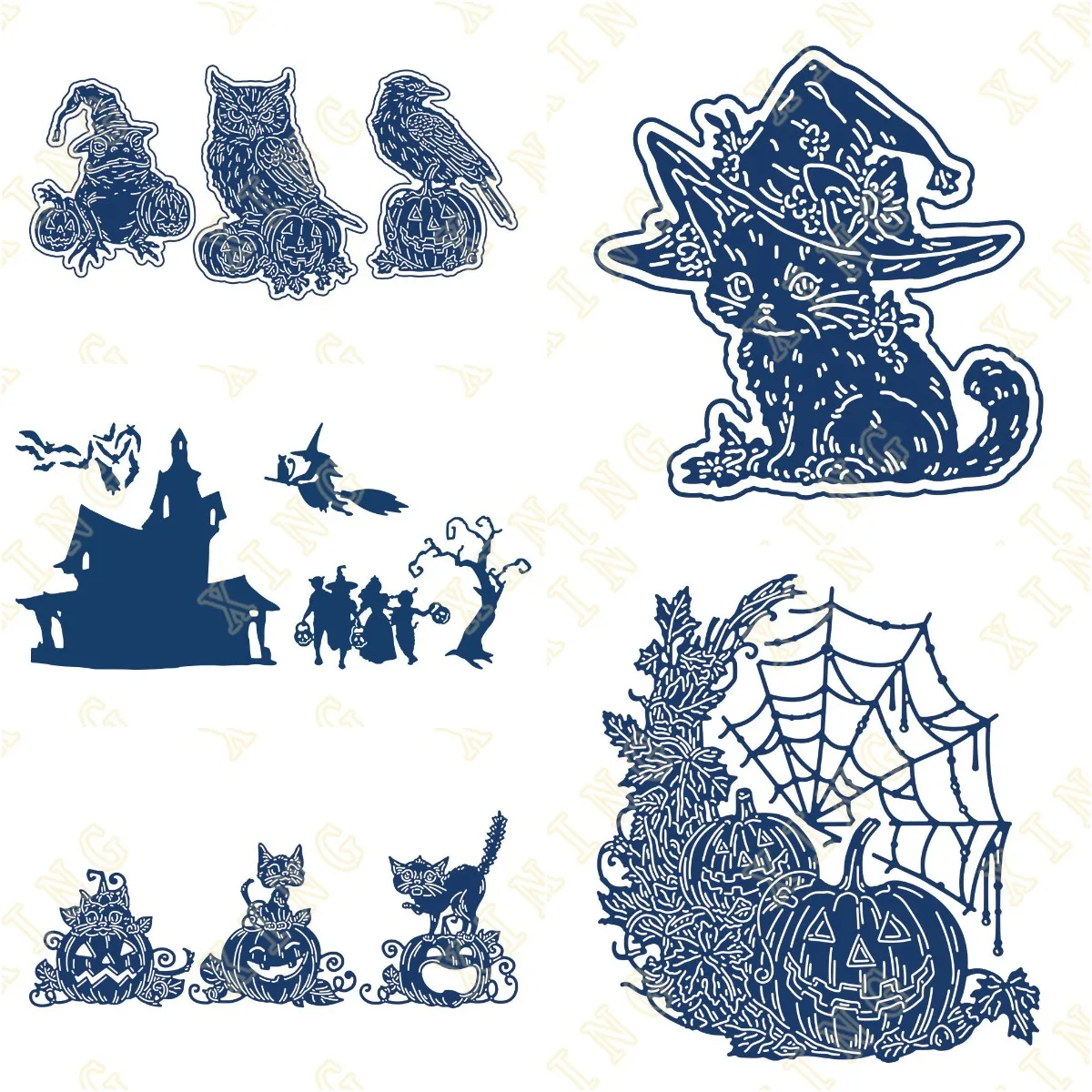 

Halloween Harvest Spooky Silhouettes Metal Die Cutting Dies For DIY Scrapbooking Album Decorative Embossing DIY Paper Cards Make