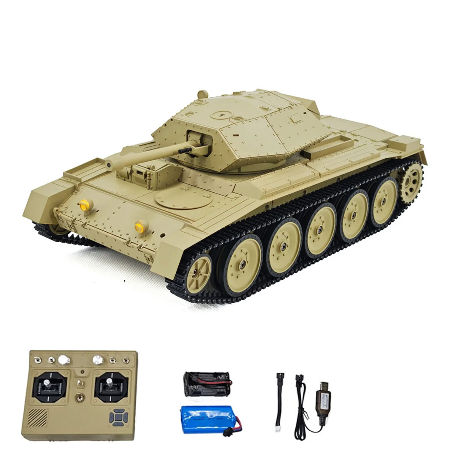 

1/16 RC Battle Tank CoolBank Crusader MK III 2,4G Пульт дистанционного управления RTR Военный танк Модель 360° ° Поворотные дымовые звуковые лампы турели