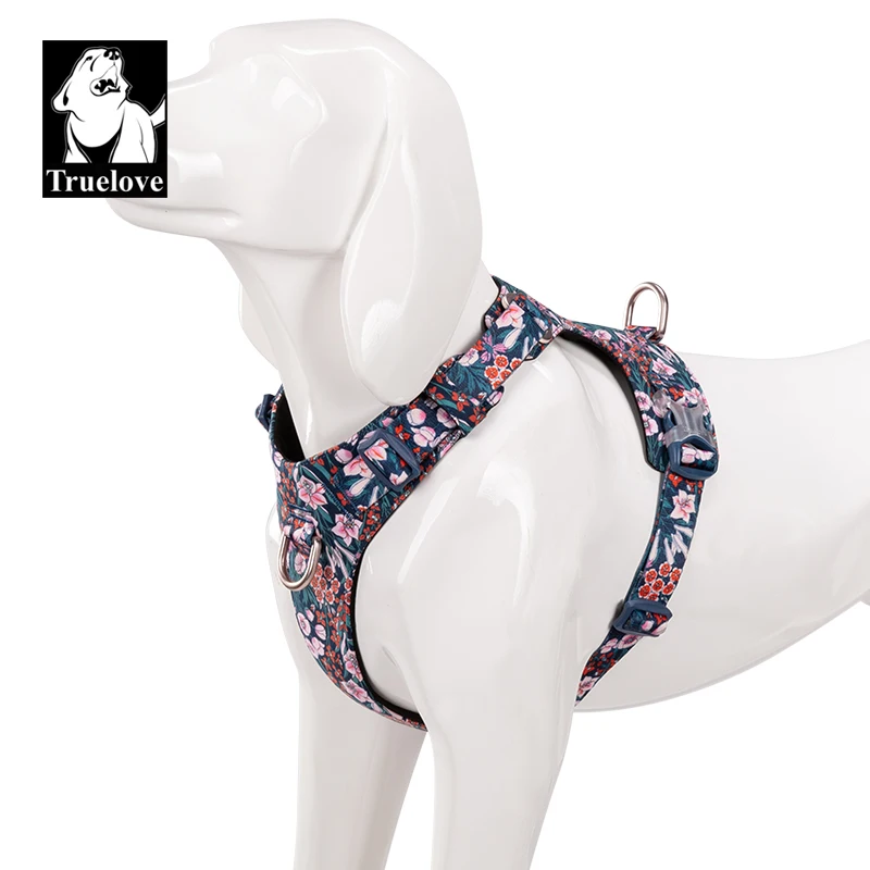 Truelove Pet Harness Pure Cotton Floral Print Detachable Chest Strap Suitable For Large Medium and Small Dogs TLH6283