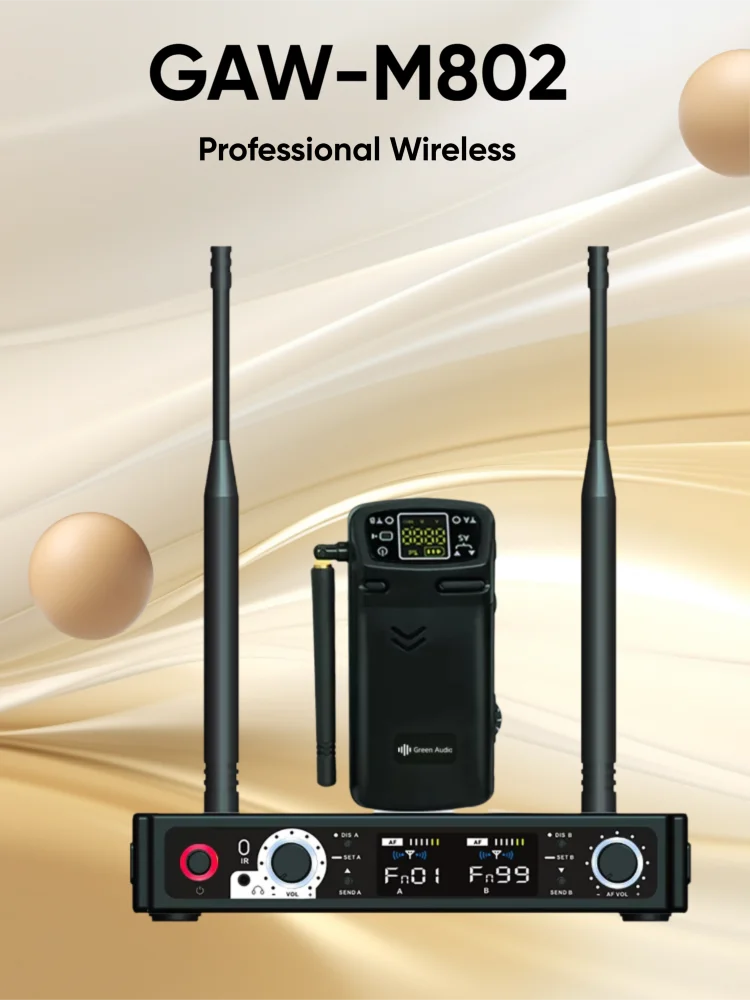 

GAW-M802 Профессиональная беспроводная система внутриканального монитора Микрофон с шумоподавлением ABS Металл Совместимые смартфоны Запуск приема