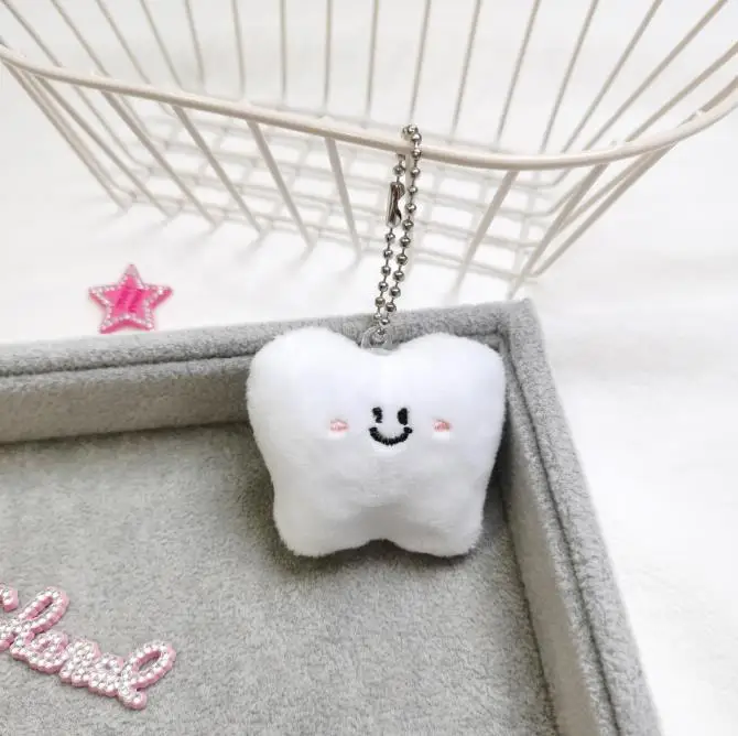 60Pcs Fun Plush Teeth Shape Pendant Key Bag Charm Suitable for Dentist Clinic Gift Gifts