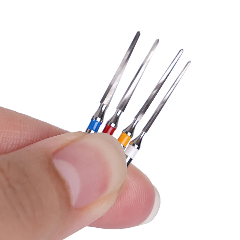 4 pçs dental f broca metal reamers uso do motor broca para fibra pós endo raiz canal expansão broca clínica laboratório instrumento