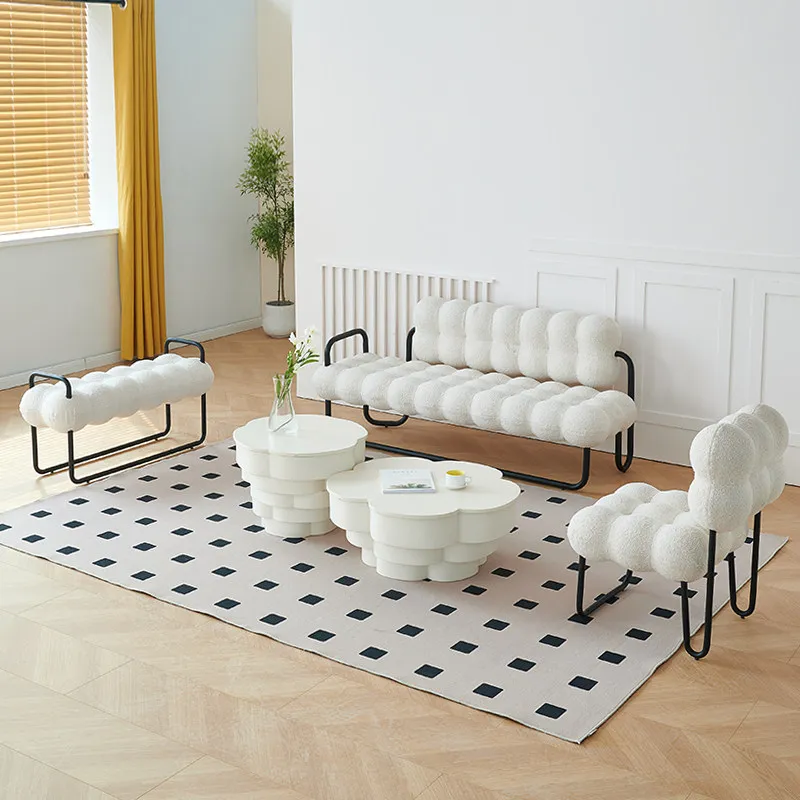 

Cream wind sofa chair, light luxury cloud back chair, dressing stool, small apartment balcony leisure chair