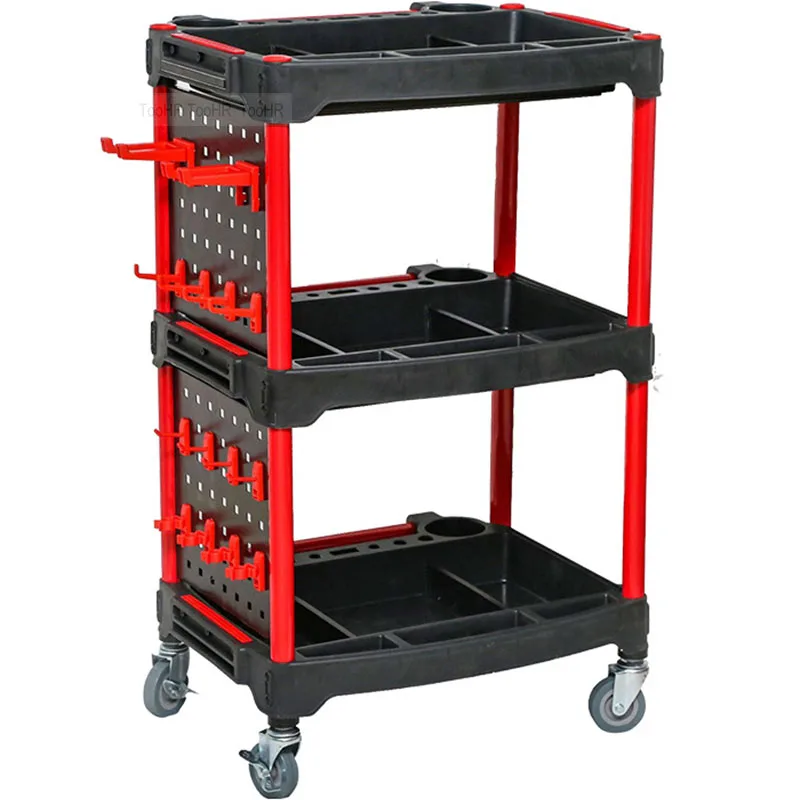 Tool Cabinet Cart With Hanging Plate Hook Up Three-layer Tool Cart Workshop Repair Tools Hardware Tool Storage Tool Box