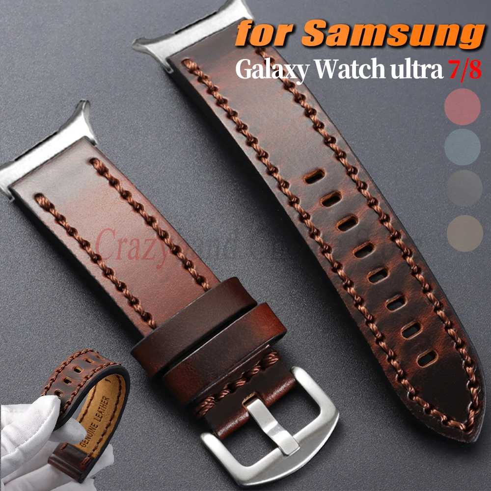 Nahtloses Echtlederarmband für Samsung Watch 8 Classic 46mm Ersatzband für Galaxy Watches Ultra 7 47mm Armband-Zubehör