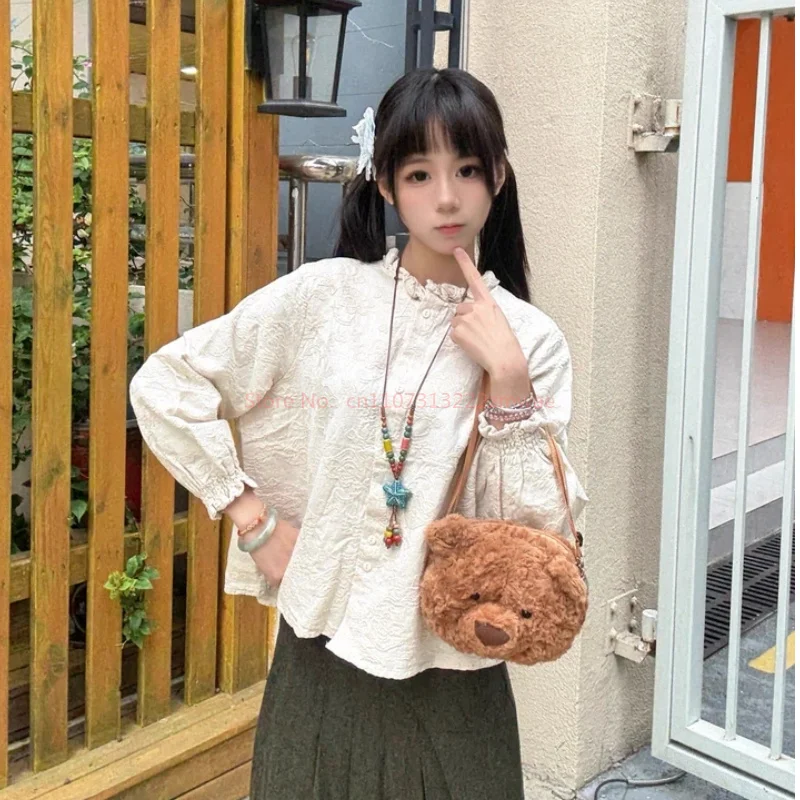 Bolso bandolera de peluche con diseño de oso de Barcelona, lindo y esponjoso, bolso de hombro informal para niñas, para uso diario.