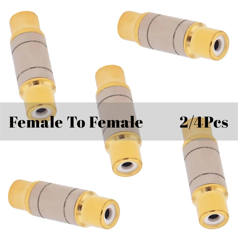 Copper RCA Female To Female Plug Lotus Straight Head Video Audio Connector