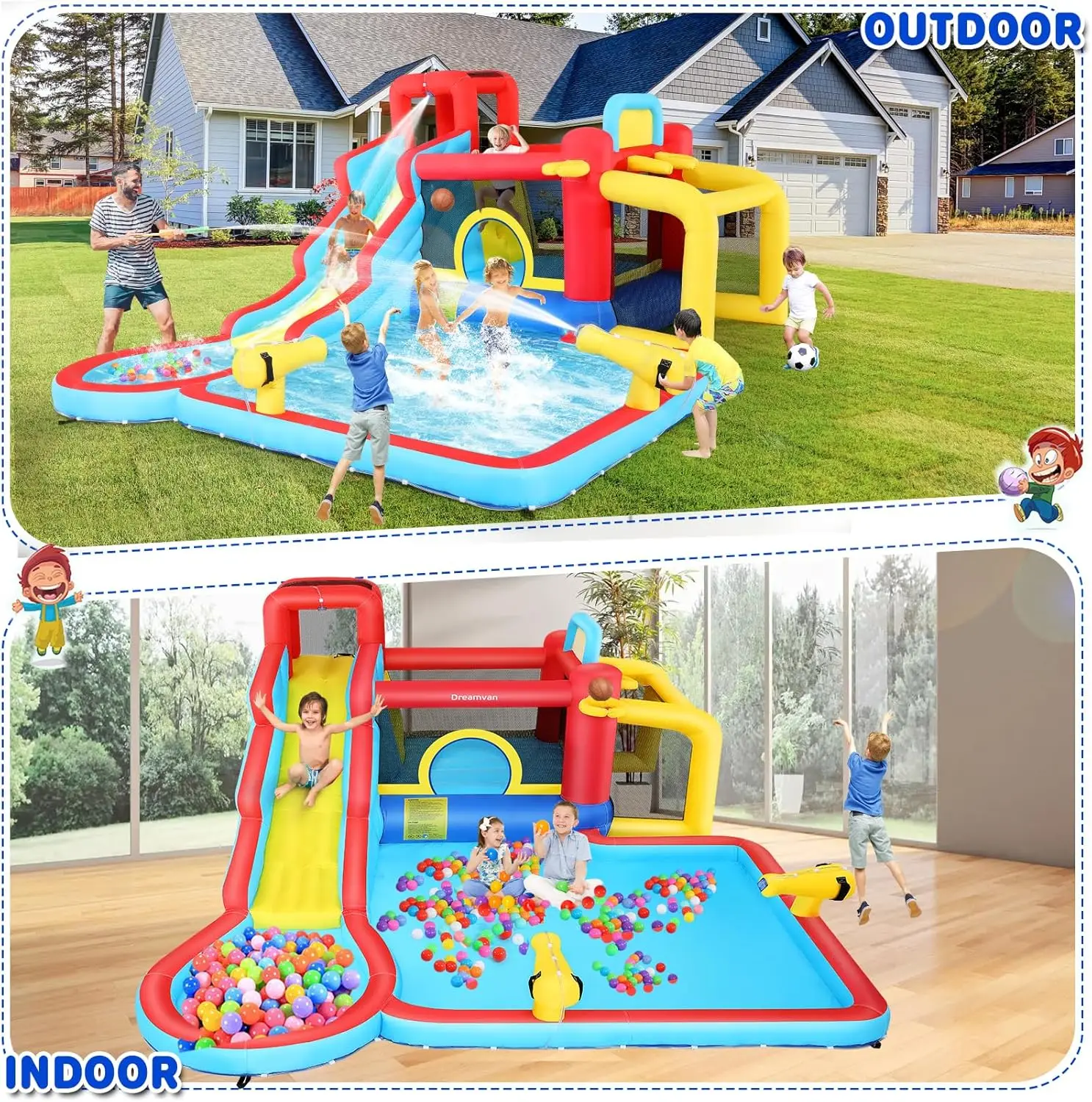Zjeżdżalnia wodna Bounce House, Park nadmuchiwana zjeżdżalnia wodna z dmuchawą, rodzinne podwórko zamek do skakania basen dmuchany dom, Qua Premium