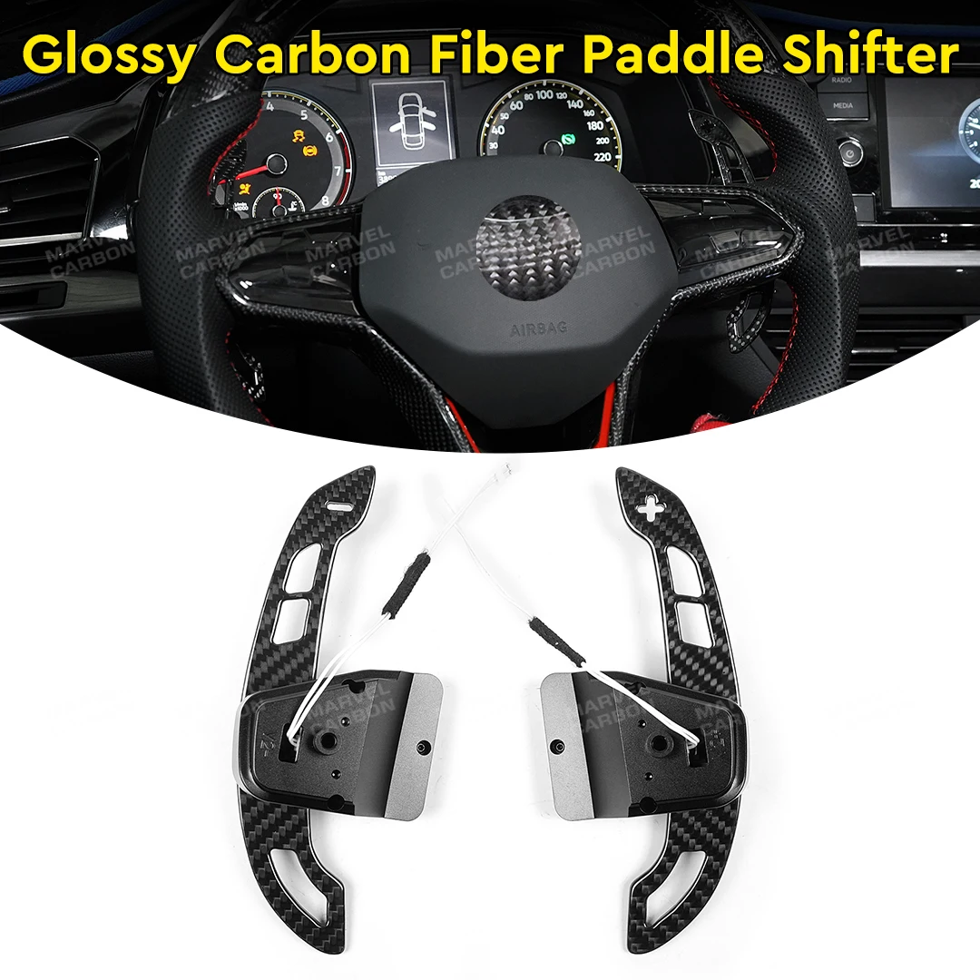 Glossy Carbon Fiber Magnetic Steering Wheel Paddle Shifters For VW Golf 8 MK8 GTI R R Line 2021 2022 2023 2024 2025
