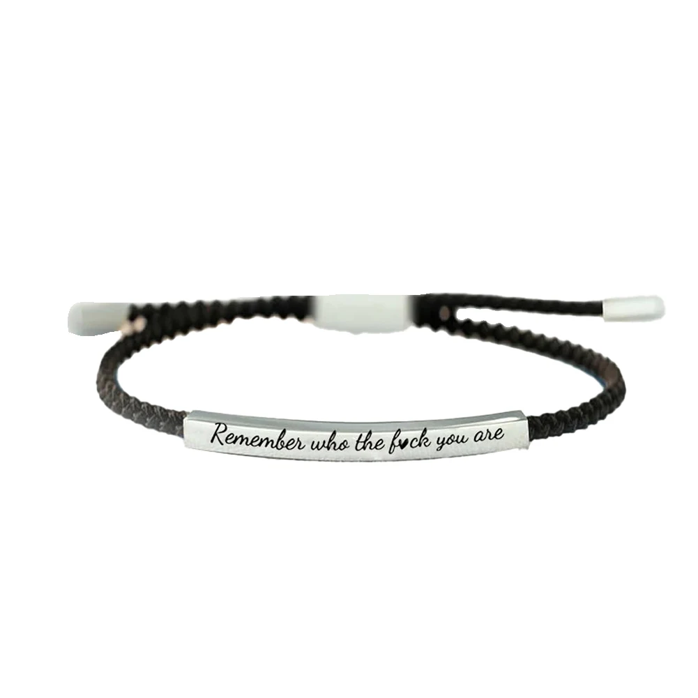 Remember Who The F ck You Are Motivational Tube Bracelet, Adjustable Hand Braided Wrap Tube Bracelet, Funny Inspirational