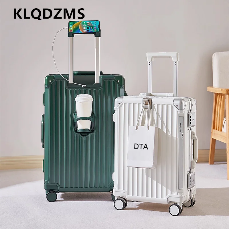 

KLQDZMS 20 Inches Cabin Suitcase Lightweight Boarding Box USB Charging Trolley Case Password Box 22"24"26" Travel Luggage