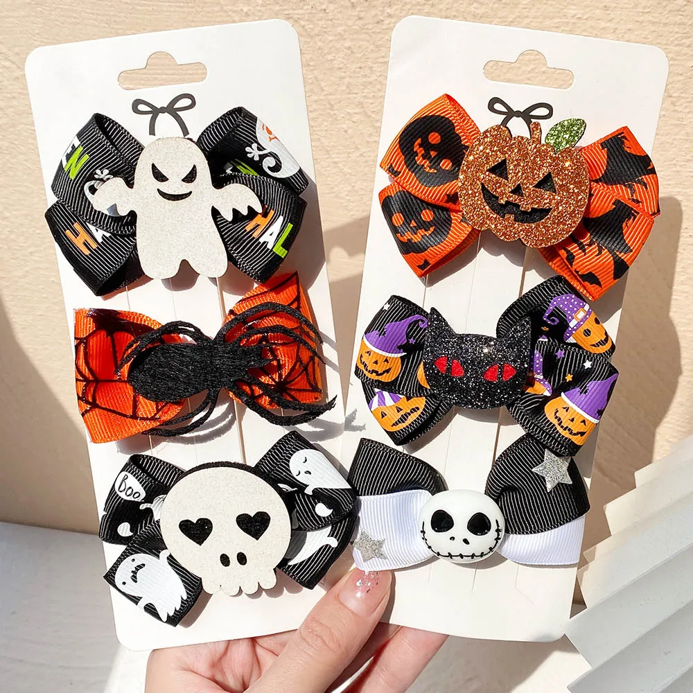 10 Pcs/Set Girl Cute Halloween Hair Clips for Kid Spider Pumpkin Hairpin Party Gift Barrettes Baby Hair Accessories Wholesale