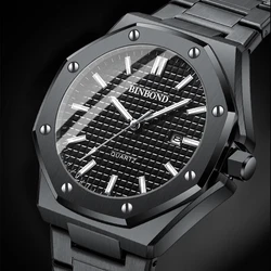 BINBOND High end Business Quartz Watch Multi functional Steel Band Minimalist Fashion Watch Men's Edition