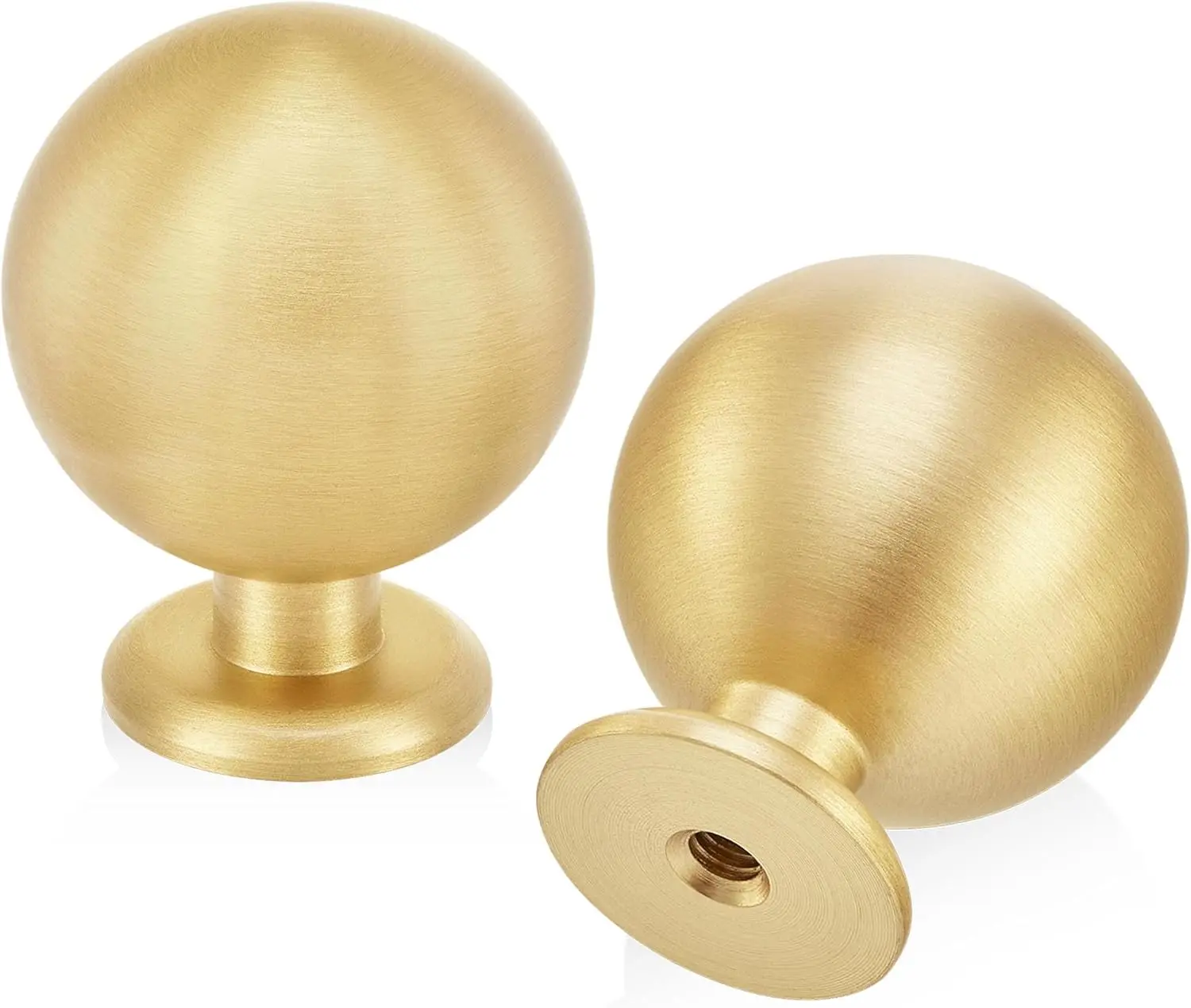

15-Pack Solid Brass Cabinet Knobs, Round Gold Ball Drawer Pulls, 1.1-Inch Diameter, Brushed Finish