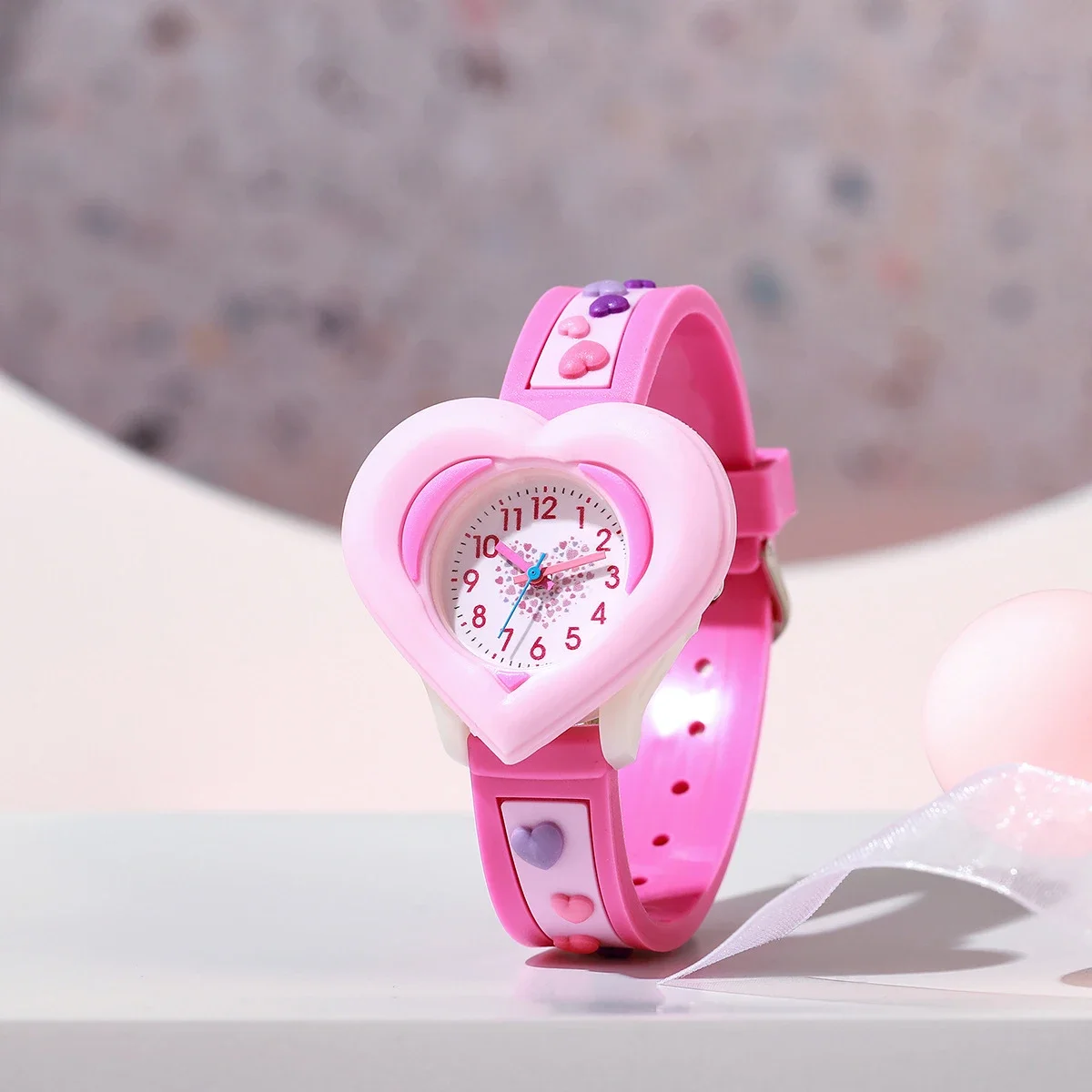 

New Fashion Heart shaped Children's Love 3D Cartoon Watch Children's Learning Watch