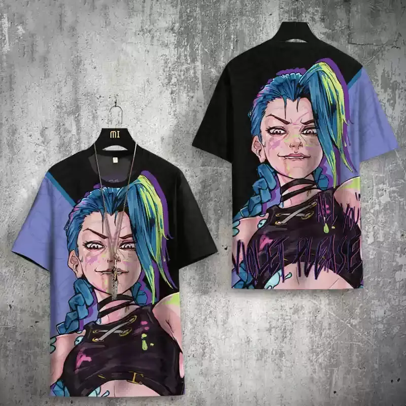 Arcane League Jinx T-shirts 3D Printed Men/Women Adult Anime T shirt Fashion Harajuku Cartoon Tees Kid Y2k Tops Cosplay Clothing