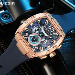 MEGIR Original Fashion Mens Watches Sport Military Chronograph Calendar Silicone Strap Quartz Wristwatch Relogio Masculino 8112