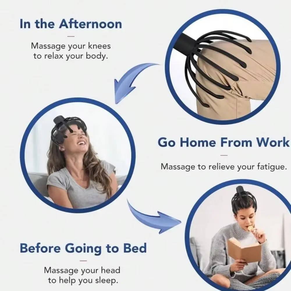 

3 Gears Electric Head Massager Multi-touch High Frequency Vibration Claw Head Massager Type-C Head Scratcher