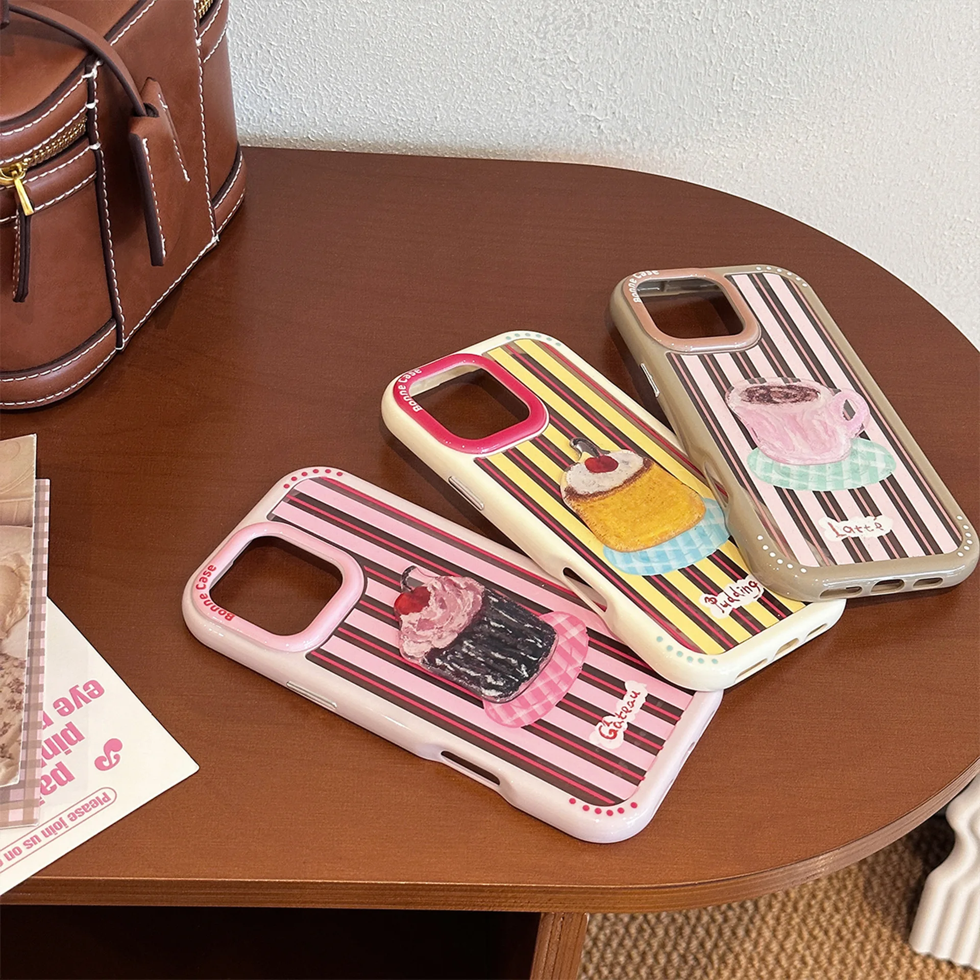 الكرز أكواب الحلوى كعكة القهوة النفط اللوحة جراب هاتف آيفون 17 16 15 14 13 12 11 برو ماكس X حافظة لطيف فاخر الكرتون غطاء