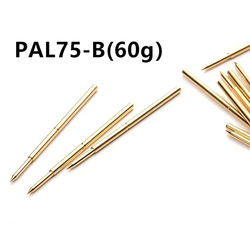 1000PCS Gold-plated PAL75-B1 Elastic 60g Pointed Spring Test Pin Outer Diameter 1.02mm Length 33.35mm For ICT Testing