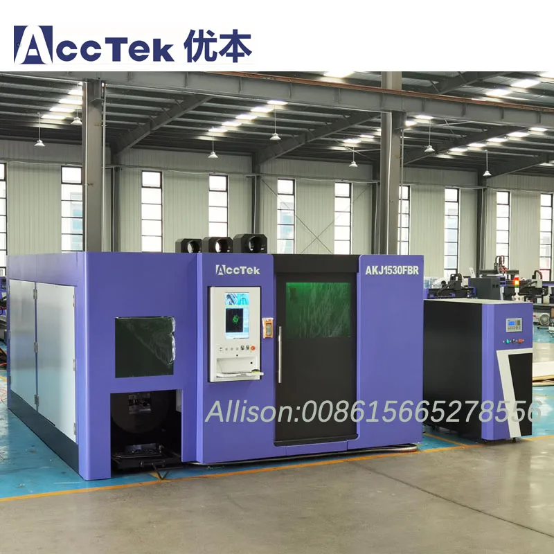 1500 Watt 1530 3015 Fiber Laser Cutting Machine Full Cover Cutter Stainless Steel Aluminum Iron Metal Plate Table Tube Sheet