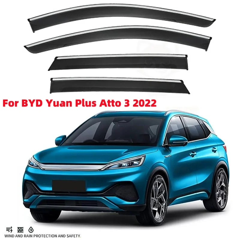 

4Pcs Car Window Weather Shield Paste-Mounted Sunshield Window Deflector for BYD Yuan Plus Atto 3 2022+