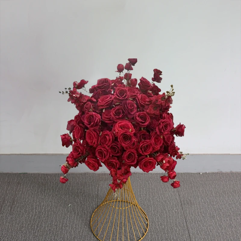 80/70/60/50 سنتيمتر الفاخرة كرة زهرية كبيرة الاصطناعي الجدول محور لحدث الزفاف ديكور الطريق الرصاص ترتيب الأزهار باقة #1