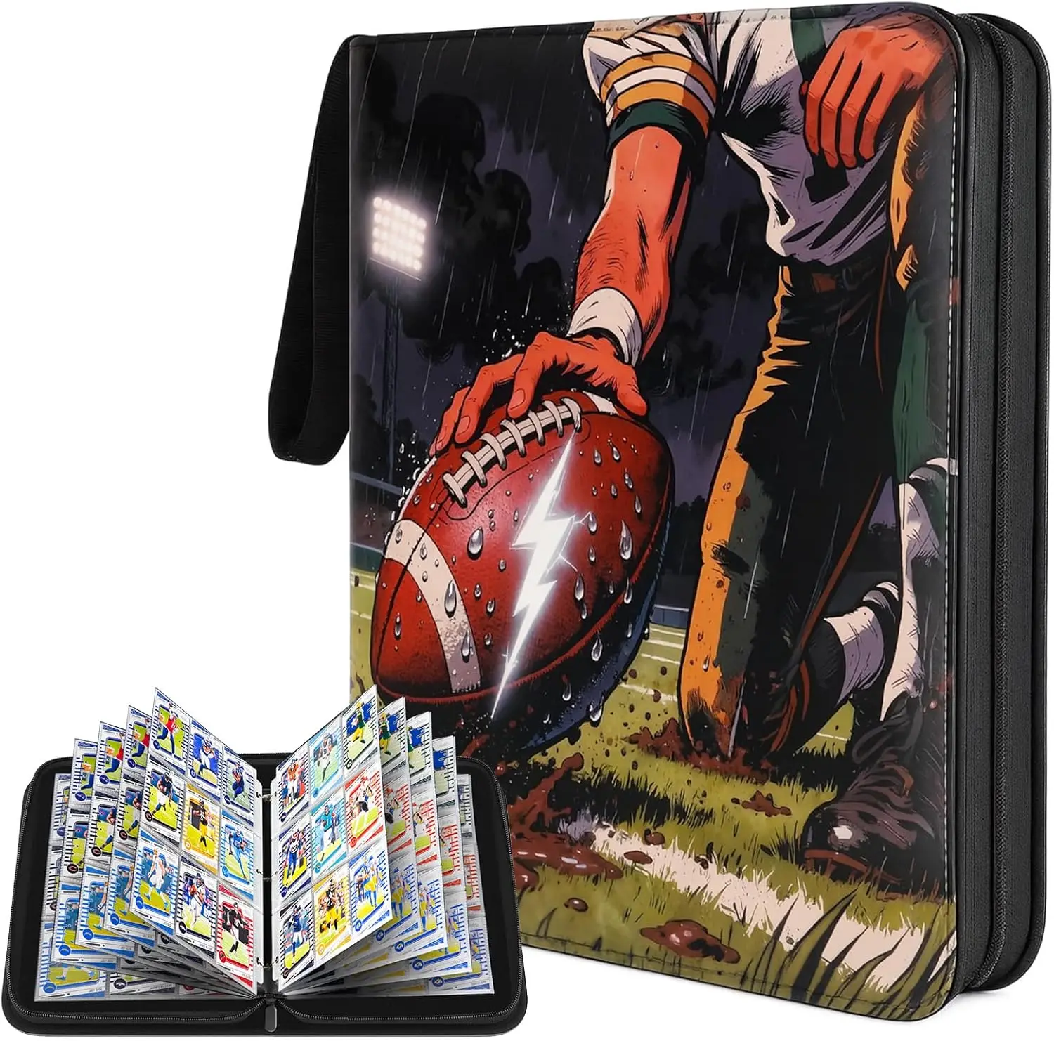 

Football Card Binder 9-Pocket 50 Pages 900-Card Capacity Double-Sided Album for Sports Trading Cards with Zipper Closure