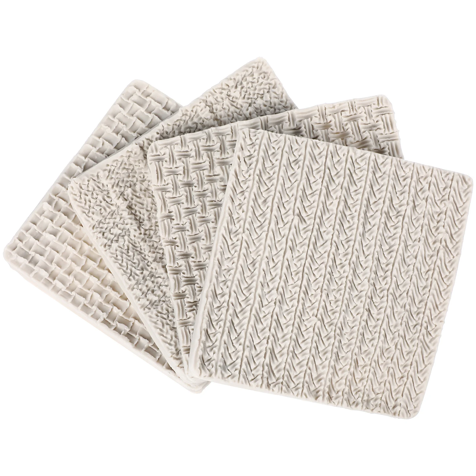 4 قطعة قوالب فندان سيليكون نسج نسيج متماسكة تنقش كعكة الشوكولاته الحلوى الصابون Diy بها بنفسك أدوات الخبز غير عصا العزل الحراري