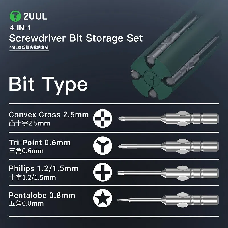 2UUL KAKA Destornillador de Torque Ajustable Puntas Magnéticas Reemplazables Pentalobe 0.8 Cruz 1.2 Y 0.6 para Reparación de Electrónica de Teléfonos 5